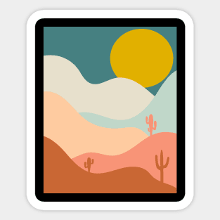 Abstract Mountain Cactus Landscape Sticker